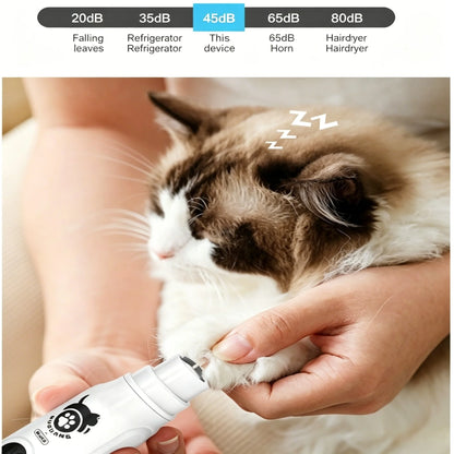 Intelligent LCD Display Pet Nail Polisher 3 Multi-Size Grinding Heads Fast Smooth Trimmer for Small & Large Pets Daily Grooming