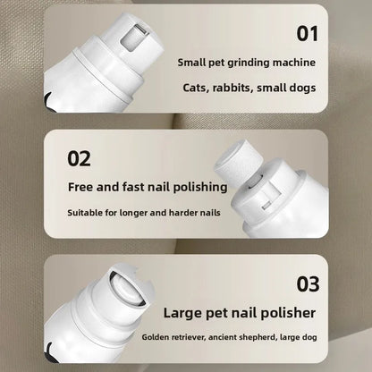 Intelligent LCD Display Pet Nail Polisher 3 Multi-Size Grinding Heads Fast Smooth Trimmer for Small & Large Pets Daily Grooming