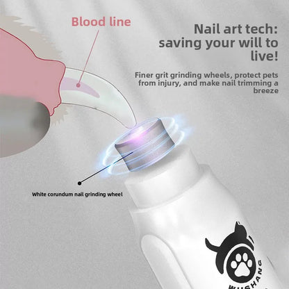 Intelligent LCD Display Pet Nail Polisher 3 Multi-Size Grinding Heads Fast Smooth Trimmer for Small & Large Pets Daily Grooming